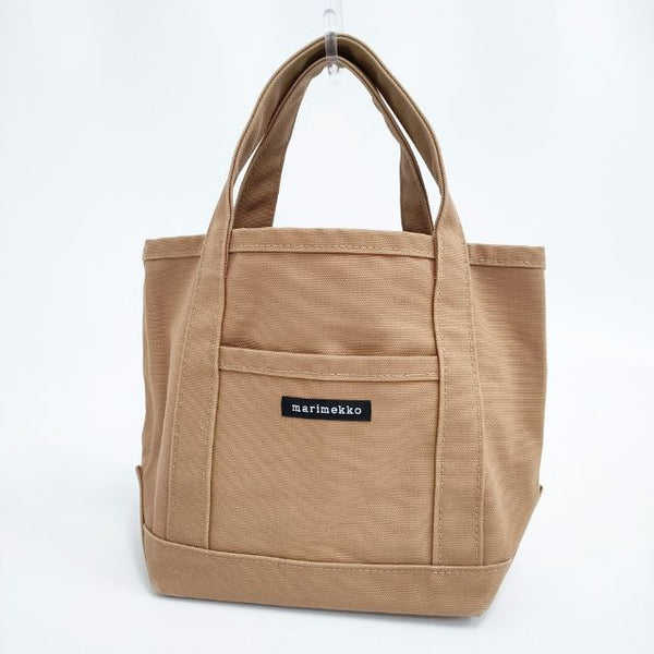 marimekko Raide Mini Peruskassi コットンキャンバス トートバッグ ベージュ レディース マリメッコ【中古】5-1029G∞