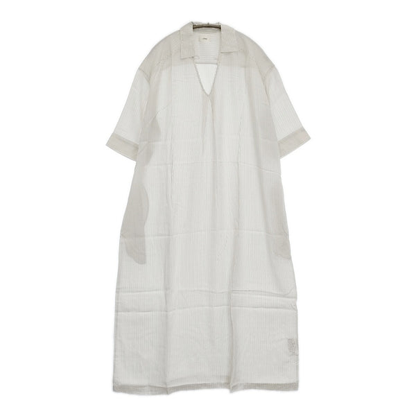 IENA Cu/R ストライプスキッパーワンピース 定価20900円 五分袖 シャツ ワンピース 20SS ホワイト レディース イエナ【中古】5-0806S♪