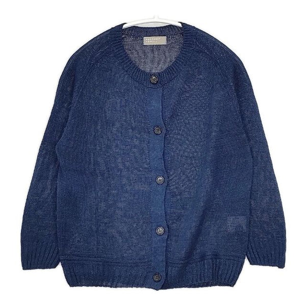 MARGARET HOWELL 578-8164004 リネン クルーネック FADED LINEN KNIT カーディガン ネイビー レディース マーガレットハウエル【中古】5-0824M∞
