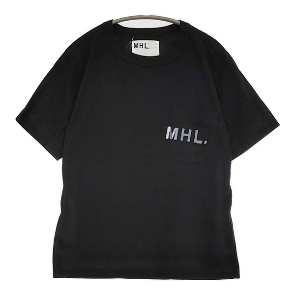 MHL. PRINTED COTTON JERSEY サイズS 596-2166511 ポケット 半袖Ｔシャツ カットソー ブラック ユニセックス エムエイチエル【中古】5-0806S♪