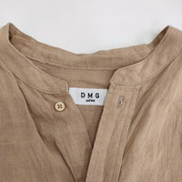 DMG リネンキャンバスワイドワンピース 定価19250円 16-761L シャツ ワンピース ベージュ レディース ディーエムジー/ドミンゴ【中古】5-0806S♪