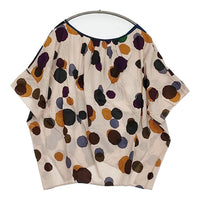 mina perhonen laundry qs1557 rain star 38 リボン ブラウス ピンクベージュ ネイビー レディース ミナペルホネンランドリー【中古】5-0806S♪