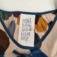 mina perhonen laundry qs1557 rain star 38 リボン ブラウス ピンクベージュ ネイビー レディース ミナペルホネンランドリー【中古】5-0806S♪