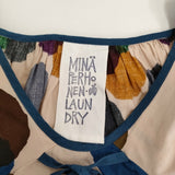 mina perhonen laundry qs1557 rain star 38 リボン ブラウス ピンクベージュ ネイビー レディース ミナペルホネンランドリー【中古】5-0806S♪