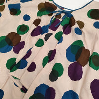 mina perhonen laundry qs1557 rain star 38 リボン ブラウス ピンクベージュ ネイビー レディース ミナペルホネンランドリー【中古】5-0806S♪