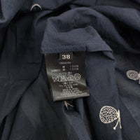 mina perhonen ss3068 choucho サイズ38 刺繍 コットン ギャザー ワンピース ネイビー ホワイト レディース ミナペルホネン【中古】5-0806S♪