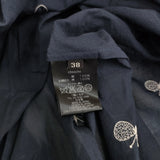 mina perhonen ss3068 choucho サイズ38 刺繍 コットン ギャザー ワンピース ネイビー ホワイト レディース ミナペルホネン【中古】5-0806S♪