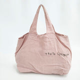 mina perhonen ST0011 fly&bloom リネン フロッキープリント 東京スカイツリー 巾着 トートバッグ ピンク レディース ミナペルホネン【中古】5-1029G∞