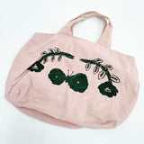 mina perhonen ST0011 fly&bloom リネン フロッキープリント 東京スカイツリー 巾着 トートバッグ ピンク レディース ミナペルホネン【中古】5-1029G∞