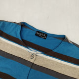 MARGARET HOWELL MHW10110121428 コットン マルチボーダー カーディガン ブルー ベージュ レディース マーガレットハウエル【中古】5-1109M∞