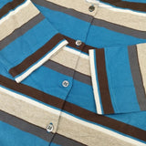 MARGARET HOWELL MHW10110121428 コットン マルチボーダー カーディガン ブルー ベージュ レディース マーガレットハウエル【中古】5-1109M∞