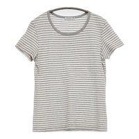 SUNSPEL コットン ボーダー イギリス製 サイズM 半袖Ｔシャツ カットソー グレー ホワイト レディース サンスペル【中古】5-0806S♪