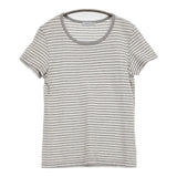 SUNSPEL コットン ボーダー イギリス製 サイズM 半袖Ｔシャツ カットソー グレー ホワイト レディース サンスペル【中古】5-0806S♪