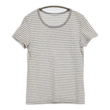 SUNSPEL コットン ボーダー イギリス製 サイズM 半袖Ｔシャツ カットソー グレー ホワイト レディース サンスペル【中古】5-0806S♪