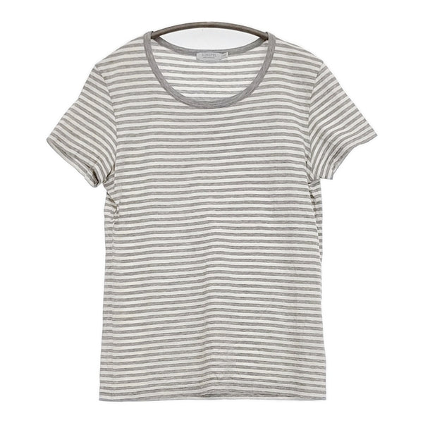 SUNSPEL コットン ボーダー イギリス製 サイズM 半袖Ｔシャツ カットソー グレー ホワイト レディース サンスペル【中古】5-0806S♪