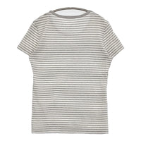 SUNSPEL コットン ボーダー イギリス製 サイズM 半袖Ｔシャツ カットソー グレー ホワイト レディース サンスペル【中古】5-0806S♪