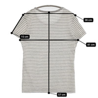 SUNSPEL コットン ボーダー イギリス製 サイズM 半袖Ｔシャツ カットソー グレー ホワイト レディース サンスペル【中古】5-0806S♪