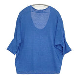 evam eva E141K133 リネンニット Uネック ドロップショルダー ドルマンスリーブ ニット ブルー レディース エヴァムエヴァ【中古】5-0806M♪