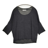 evam eva E142K045 リネンニット Uネック ドロップショルダー ニット ブラック レディース エヴァムエヴァ【中古】5-0806M♪