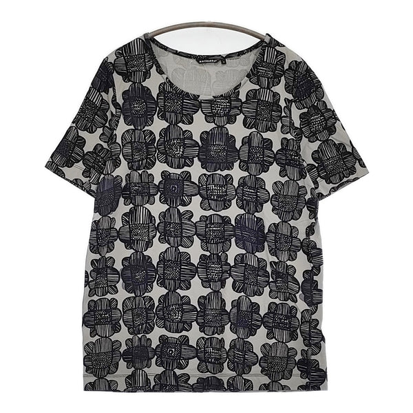 marimekko Rio コットン サイズS クルーネック 半袖Ｔシャツ カットソー グレー ブラック レディース マリメッコ【中古】5-0806S♪