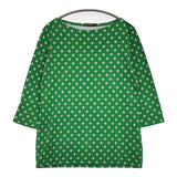 marimekko ドット 水玉 ボートネック 七分袖 サイズM Ｔシャツ カットソー グリーン グレー レディース マリメッコ【中古】5-0806M♪