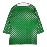 marimekko ドット 水玉 ボートネック 七分袖 サイズM Ｔシャツ カットソー グリーン グレー レディース マリメッコ【中古】5-0806M♪