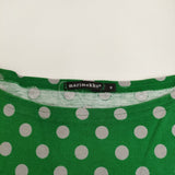 marimekko ドット 水玉 ボートネック 七分袖 サイズM Ｔシャツ カットソー グリーン グレー レディース マリメッコ【中古】5-0806M♪