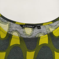 marimekko VITI チュニック サイズS 半袖Tシャツワンピ ワンピース チャコールグレー イエロー レディース マリメッコ【中古】5-0806S♪