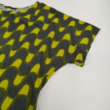 marimekko VITI チュニック サイズS 半袖Tシャツワンピ ワンピース チャコールグレー イエロー レディース マリメッコ【中古】5-0806S♪
