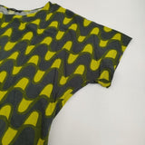 marimekko VITI チュニック サイズS 半袖Tシャツワンピ ワンピース チャコールグレー イエロー レディース マリメッコ【中古】5-0806S♪
