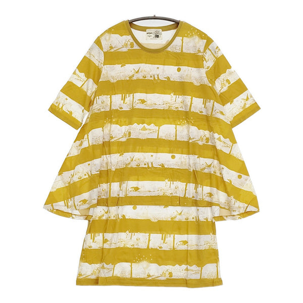 marble sud ムーミン MOOMIN 五分袖 ボーダーTシャツワンピース チュニック イエロー ホワイト レディース マーブルシュッド【中古】5-0806S♪