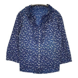 style+confort ペイズリー フリル ブラウス シャツ ネイビー ホワイト レディース スティールエコンフォール【中古】5-1109M∞