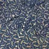 style+confort ペイズリー フリル ブラウス シャツ ネイビー ホワイト レディース スティールエコンフォール【中古】5-1109M∞