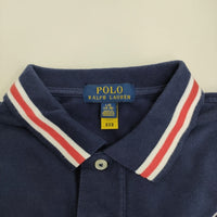 RALPH LAUREN ビッグポニー切替 サイズL/G 14-16 キッズ ポロシャツ ネイビー ホワイト ラルフローレン【中古】5-0806S♪