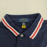 RALPH LAUREN ビッグポニー切替 サイズL/G 14-16 キッズ ポロシャツ ネイビー ホワイト ラルフローレン【中古】5-0806S♪