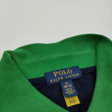 RALPH LAUREN ビッグポニー ナンバリング 切替 サイズM 10-12 キッズ ポロシャツ ネイビー グリーン レディース ラルフローレン【中古】5-0806S♪