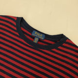 POLO RALPH LAUREN L/G14-16 ボーダー リブ ワンポイント 刺繍 長袖Ｔシャツ カットソー ロンＴ ネイビー レッド レディース ポロ・ラルフローレン【中古】5-1109M∞