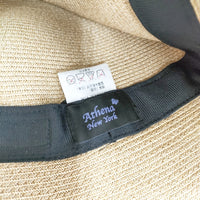 Athena New York ストローハット リボン 帽子 ハット ベージュ ミズイロ レディース アシーナニューヨーク【中古】5-0819S◎