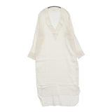 AQUELLOS OJOS VERDES BISHU サイズL Vネック レーヨンコットンリネン ワンピース ホワイト レディース アケヨスオホスヴェルデス【中古】5-1018M♪