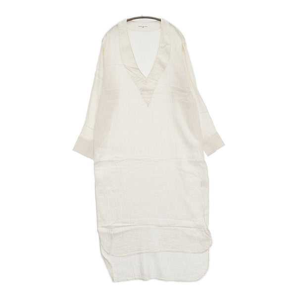 AQUELLOS OJOS VERDES BISHU サイズL Vネック レーヨンコットンリネン ワンピース ホワイト レディース アケヨスオホスヴェルデス【中古】5-1018M♪