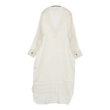 AQUELLOS OJOS VERDES BISHU サイズL Vネック レーヨンコットンリネン ワンピース ホワイト レディース アケヨスオホスヴェルデス【中古】5-1018M♪