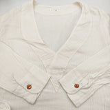 AQUELLOS OJOS VERDES BISHU サイズL Vネック レーヨンコットンリネン ワンピース ホワイト レディース アケヨスオホスヴェルデス【中古】5-1018M♪