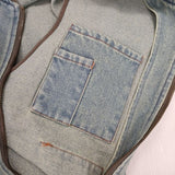 INCOMPLETE TOKYO インコンプリートトウキョウ デニム ジップアップ ベスト ブルー メンズ【中古】5-1201M∞