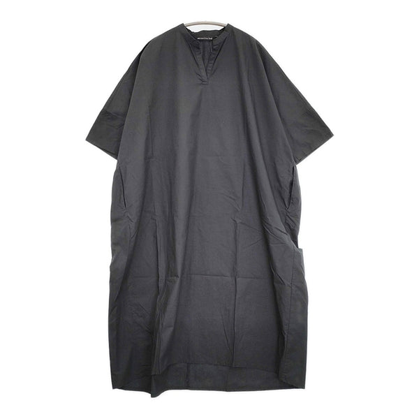 mizuiro-ind スキッパーシャツワンピース コットン ドロップショルダー ワンピース ブラック レディース ミズイロインド【中古】5-0806S♪