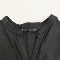 mizuiro-ind スキッパーシャツワンピース コットン ドロップショルダー ワンピース ブラック レディース ミズイロインド【中古】5-0806S♪