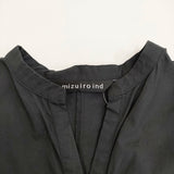 mizuiro-ind スキッパーシャツワンピース コットン ドロップショルダー ワンピース ブラック レディース ミズイロインド【中古】5-0806S♪