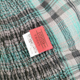 Haat ISSEY MIYAKE 大判 シャーリング チェック柄 シルク混 ストール グリーン グレー レディース ハートイッセイミヤケ【中古】5-1111T◎