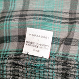 Haat ISSEY MIYAKE 大判 シャーリング チェック柄 シルク混 ストール グリーン グレー レディース ハートイッセイミヤケ【中古】5-1111T◎