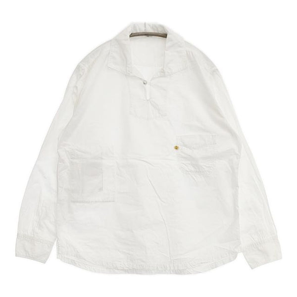 45R/45rpm 先染めダンプの908オーシャンプル コンチョボタン 定価27500円 長袖シャツ ホワイト レディース フォーティーファイブアールピーエム【中古】5-1113M∞