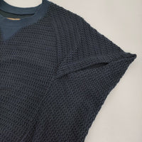 Robes & Confections コットンラッセルワッフルコンストラクティブプルオーバーニット 紺 レディース ローブスコンフェクションズ【中古】5-0809S♪